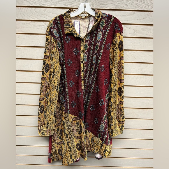 ADORE Bohemian Multicolor Long Sleeve Tunic Size L - Picture 2 of 8